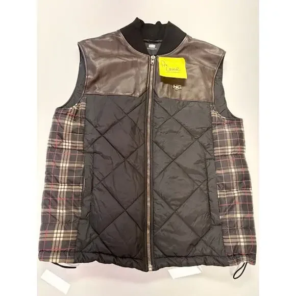 Givenchy Plaid Down Quilted Vest Full-Zip Pockets Black/Multicolor Mens Size 52 - Picture 2 of 16
